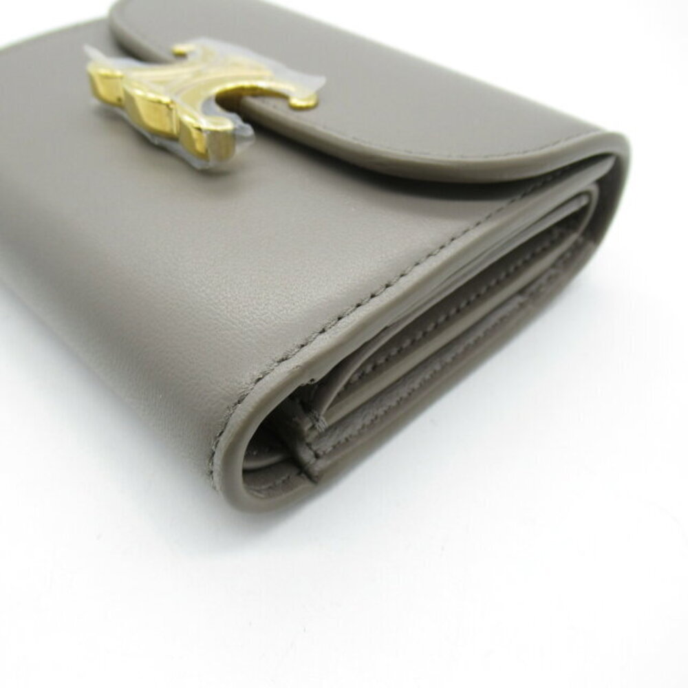 Celine Pepple Wallet Gray Triomphe Calfskin Shiny Leather - Picture 9 of 10